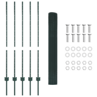 Recinzione in Filo Saldato con 5 Post U Verde 1.2x10 m Acciaio