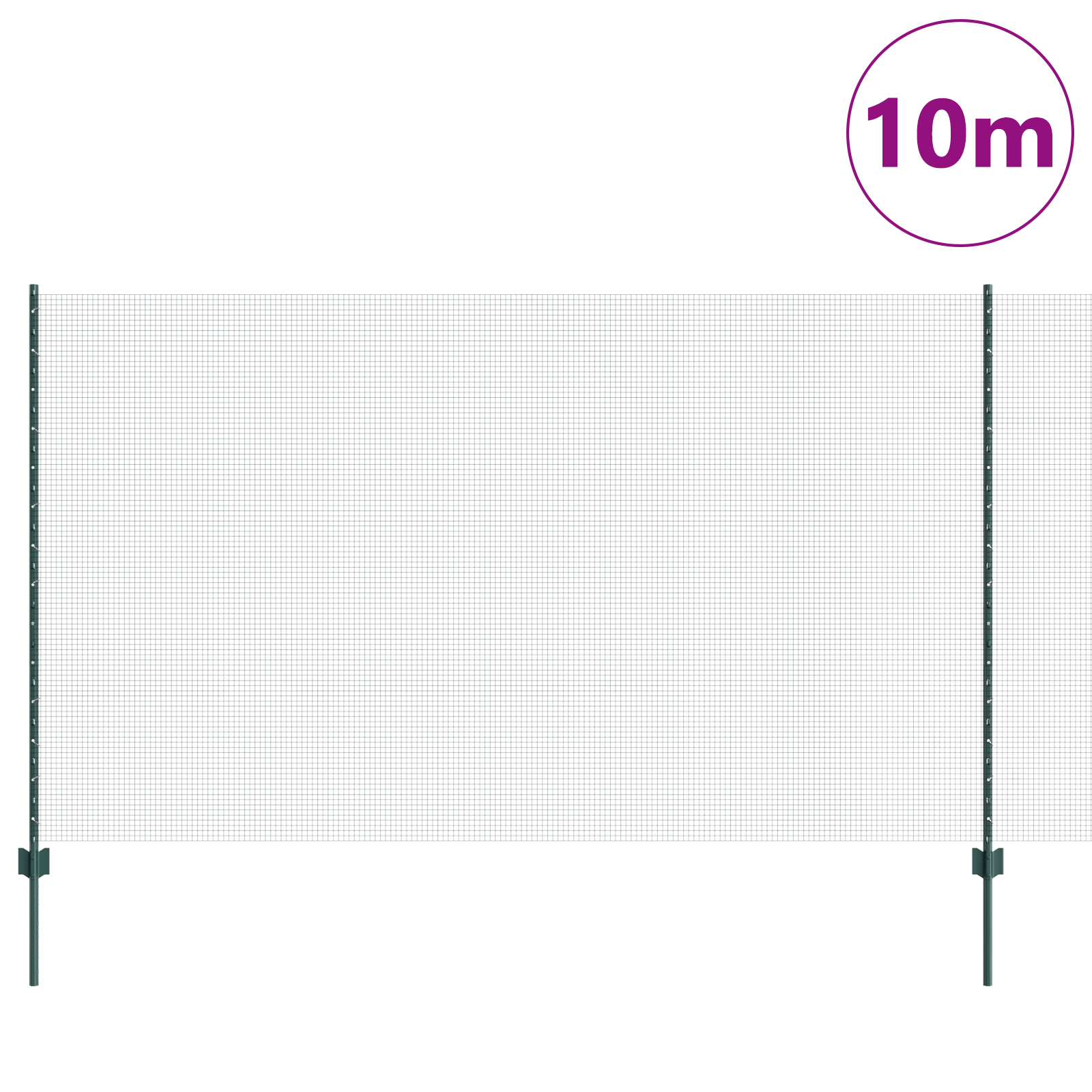Recinzione in Filo Saldato con 5 Post U Verde 1.4x10 m Acciaio