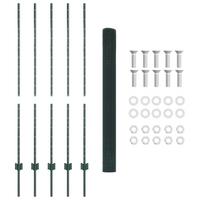 Recinzione in Filo Saldato con 5 Post U Verde 1.4x10 m Acciaio
