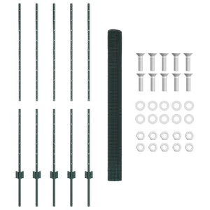 Recinzione in Filo Saldato con 5 Post U Verde 1.4x10 m Acciaio