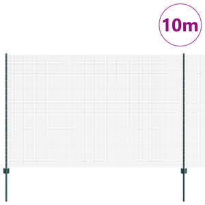 Recinzione in Rete Saldata con 5 Pali U Verde 1.5x10 m Acciaio