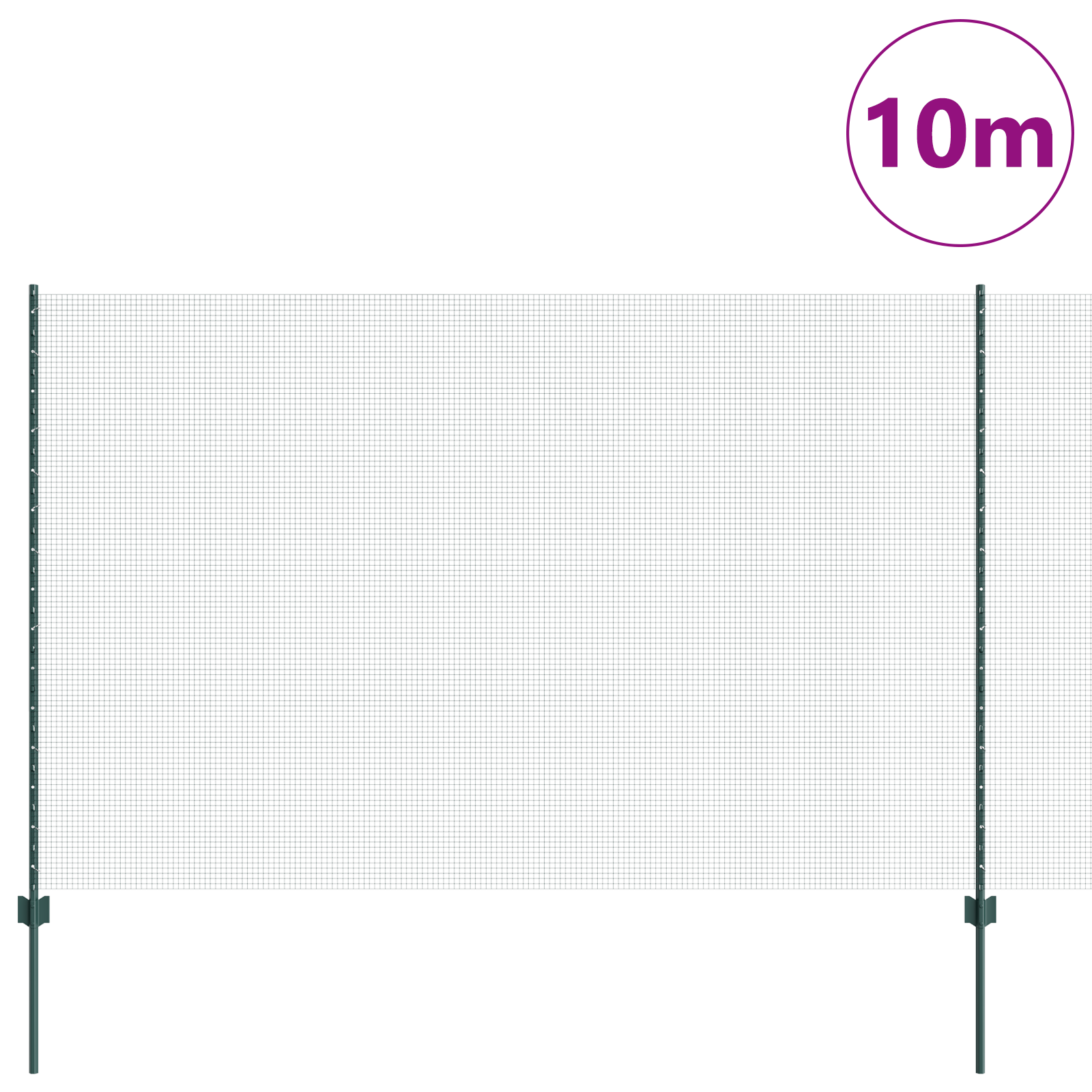 Recinzione in filo saldato con 5 post U Verde 1.6x10 m Acciaio