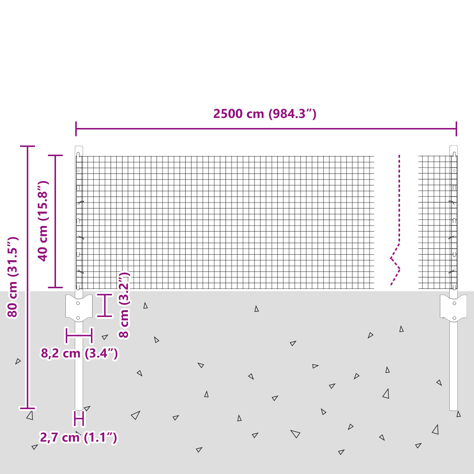 Recinzione in Rete Saldato con 11 Post Verde 0.4x25 m Acciaio