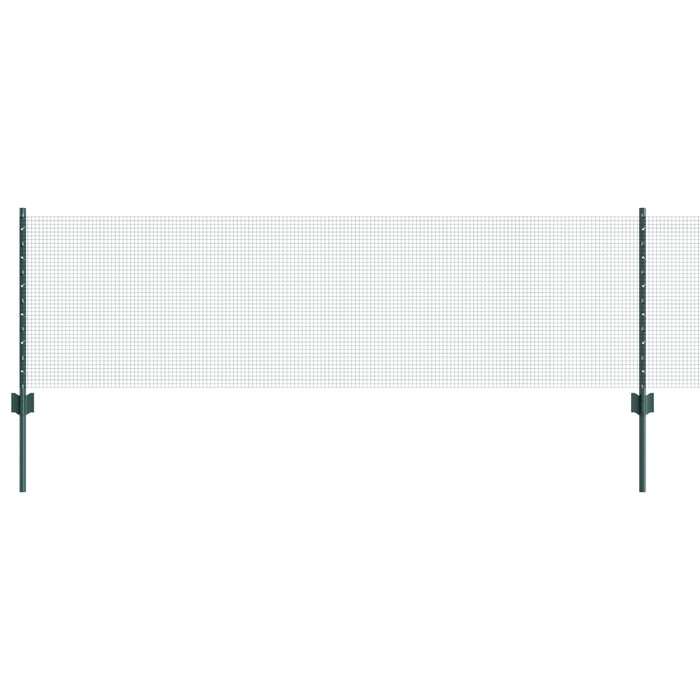 Recinzione a Rete Saldato con 11 Pali a U Verde 0.6x25 m Acciaio