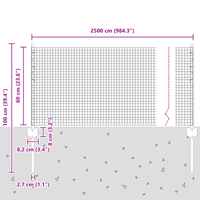 Recinzione in Rete Saldata con 11 Pali a U Verde 0.6x25 m Acciaio