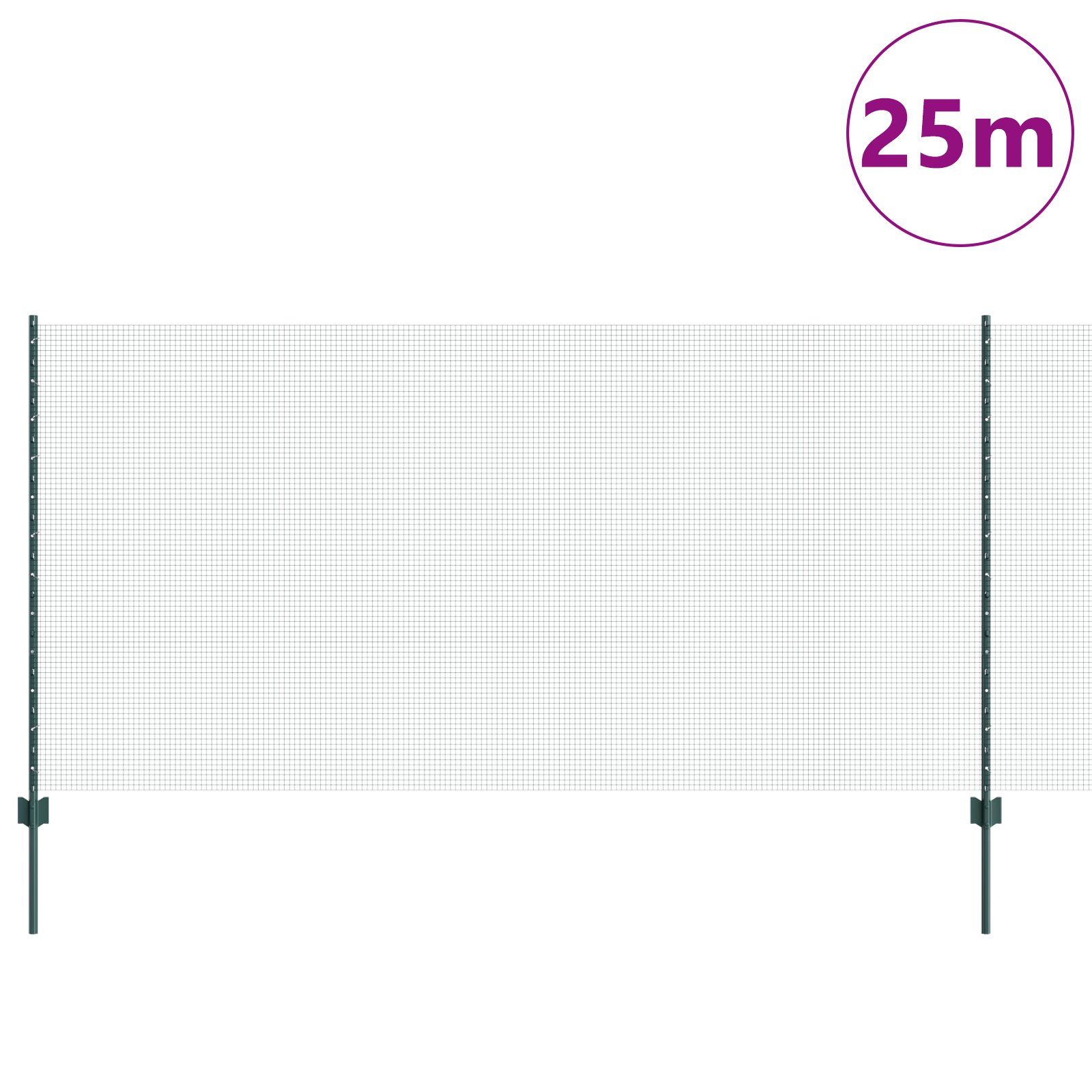 Recinzione in Rete Saldato con 11 Post U Verde 1.2x25 m Acciaio