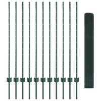 Recinzione in Rete Saldato con 11 Post U Verde 1.2x25 m Acciaio
