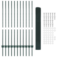 Recinzione in Rete Saldata con 11 Post U Verde 1,2x25 m Acciaio