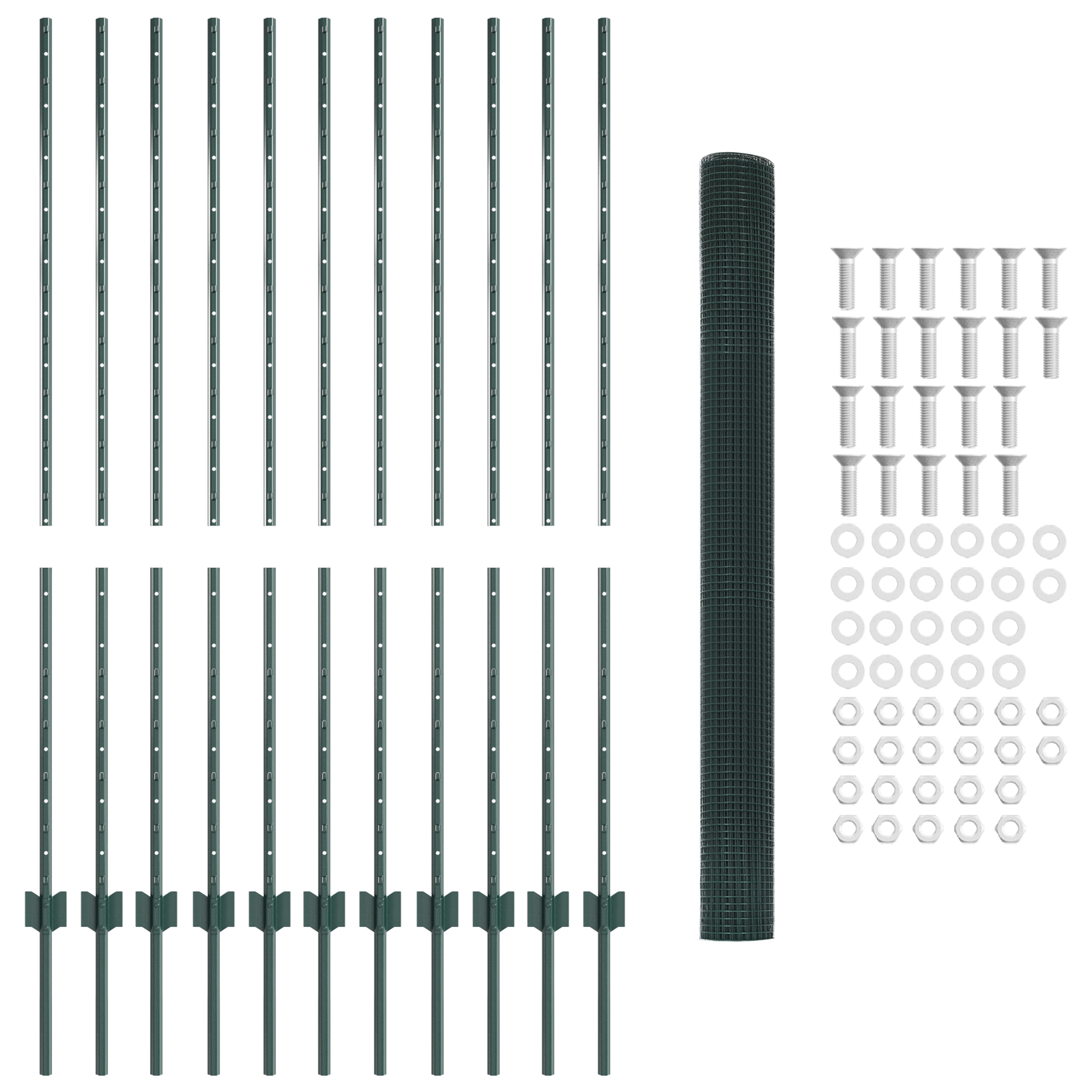Recinzione in Filo Saldato con 11 Post U Verde 1.4x25 m Acciaio