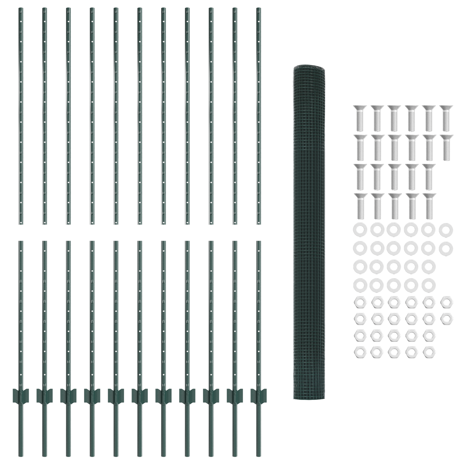 Set di Recinzione Set di 2 Verde Metallo 25 x 1,5 m Durevole