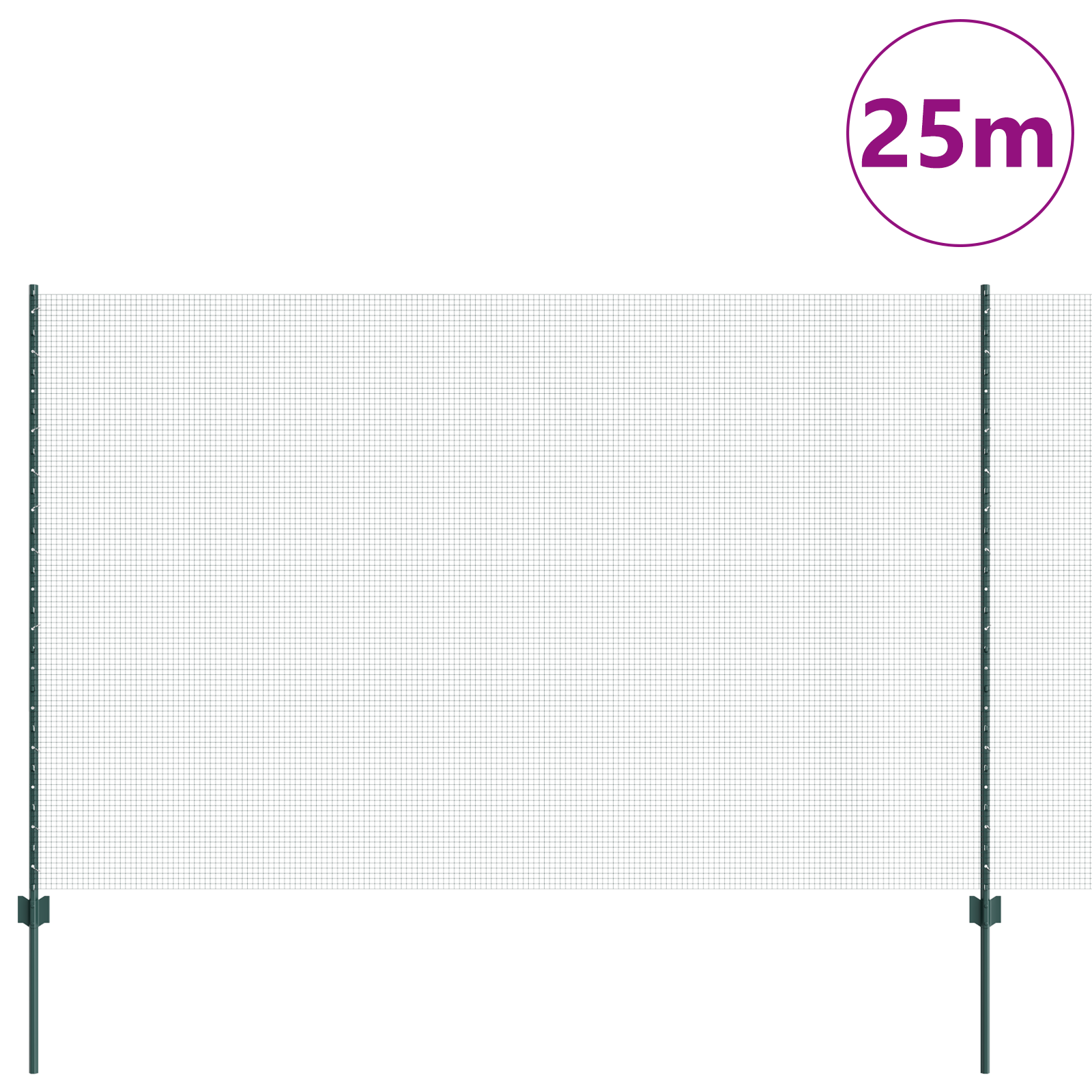 Recinzione in rete saldata con 11 post U Verde 1.6x25 m Acciaio