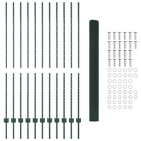 Recinzione in rete saldata con 11 post U Verde 1.6x25 m Acciaio