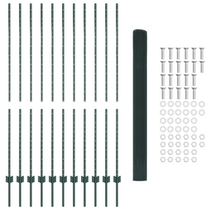 Recinzione in rete saldata con 11 post U Verde 1.6x25 m Acciaio