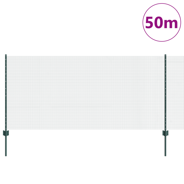 Recinzione in Filo Saldato di con 22 Post U Verde 1x50 m Acciaio