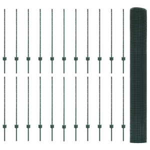 Recinzione in Filo Saldato di con 22 Post U Verde 1x50 m Acciaio