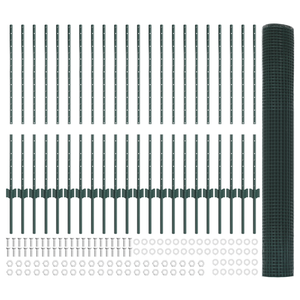 Recinzione in Filo Saldato di con 22 Post U Verde 1x50 m Acciaio