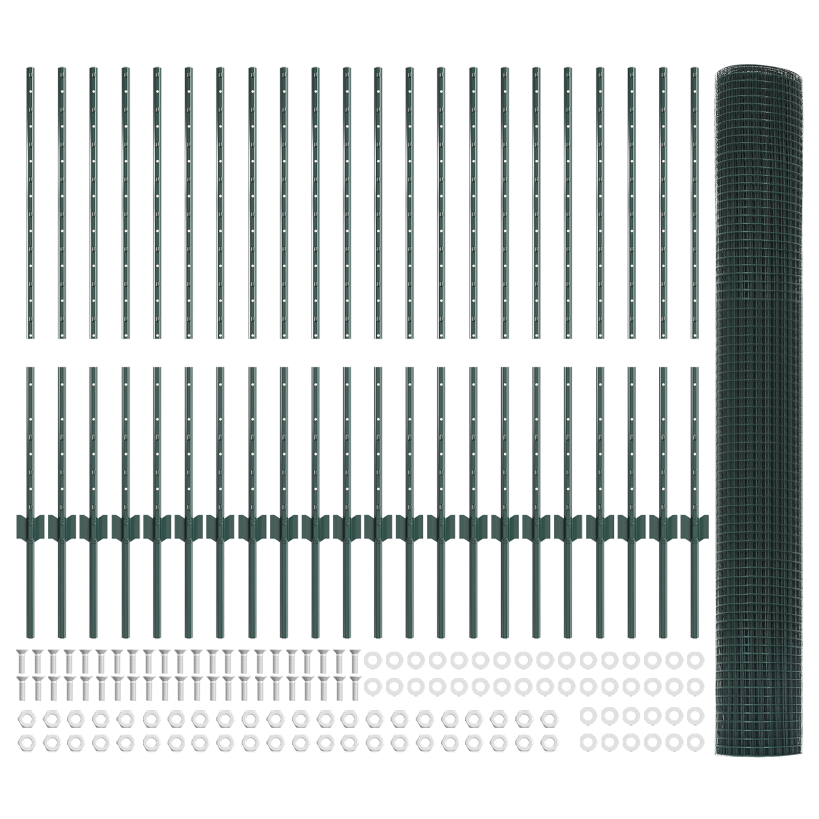 Recinzione in Filo Saldato con 22 post U Verde 1x50 m in Acciaio