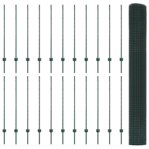 Recinzione in rete saldata con 22 pali a U Verde 1.2x50 m Acciaio