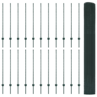 Recinto in Rete Saldato con 22 Pali U Verde 1,2x50 m Acciaio