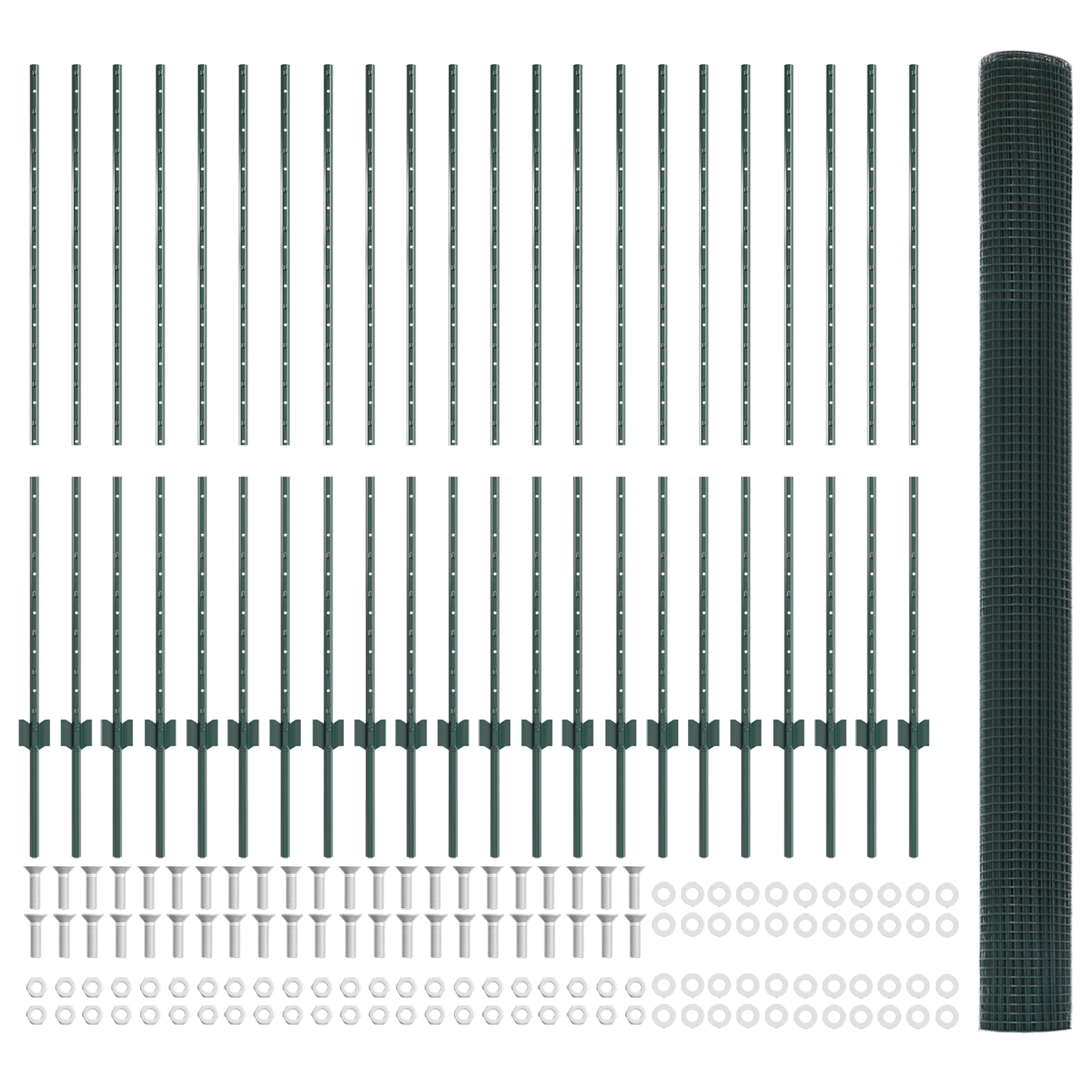 Recinzione in Rete Saldato con 22 Post U Verde 1.4x50 m Acciaio