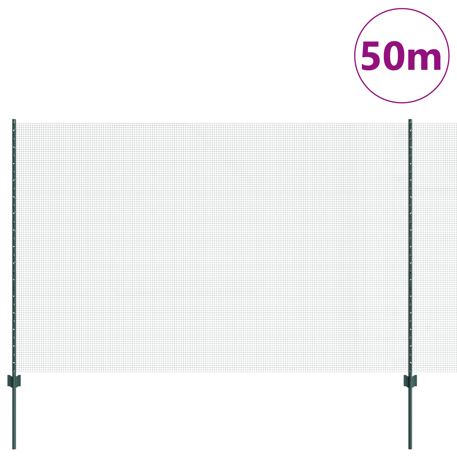 Recinzione in Filo Saldato con 22 Post U Verde 1.5x50 m Acciaio