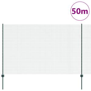 Recinzione in Filo Saldato con 22 Post U Verde 1.5x50 m Acciaio