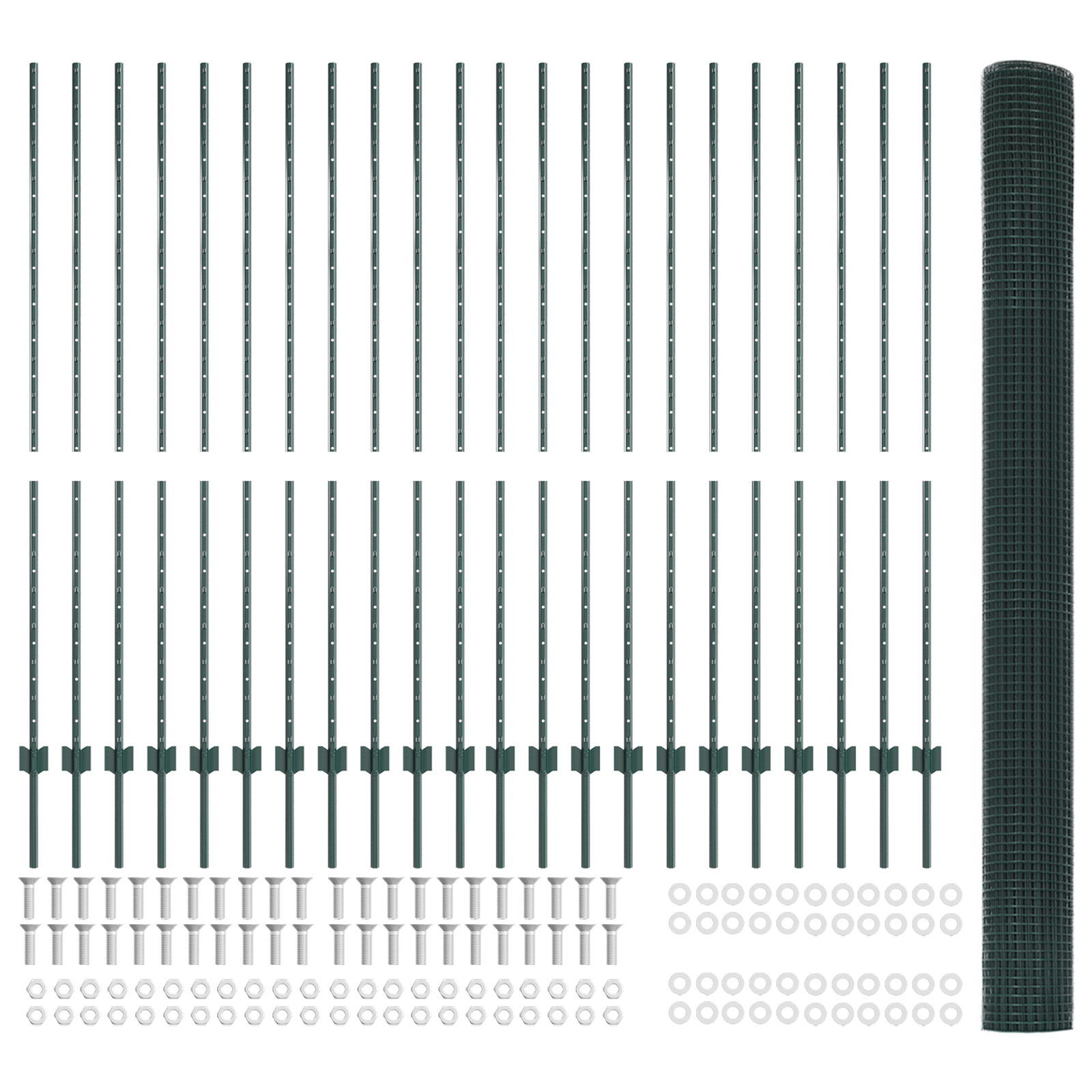 Recinzione in Filo Saldato con 22 Post U Verde 1.5x50 m Acciaio