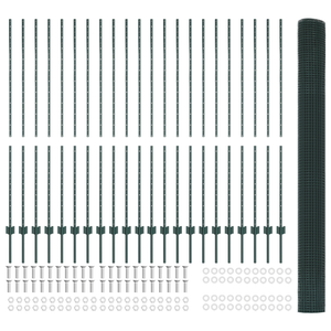 Recinzione in Filo Saldato con 22 Post U Verde 1.5x50 m Acciaio