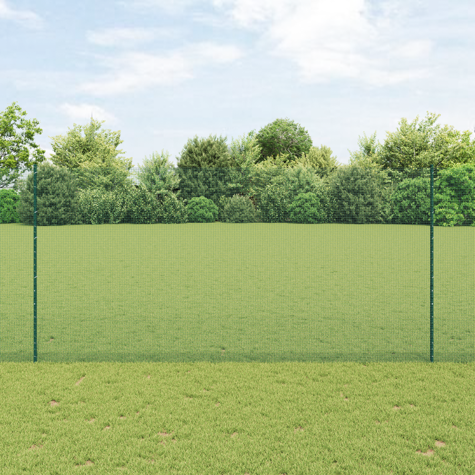 Recinzione in Filo Saldato con 22 Post U Verde 1.5x50 m Acciaio