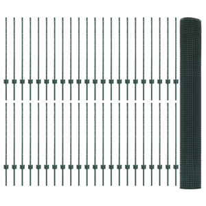 Recinzione in Rete Saldata con 44 Pali U Verde 1x100 m Acciaio