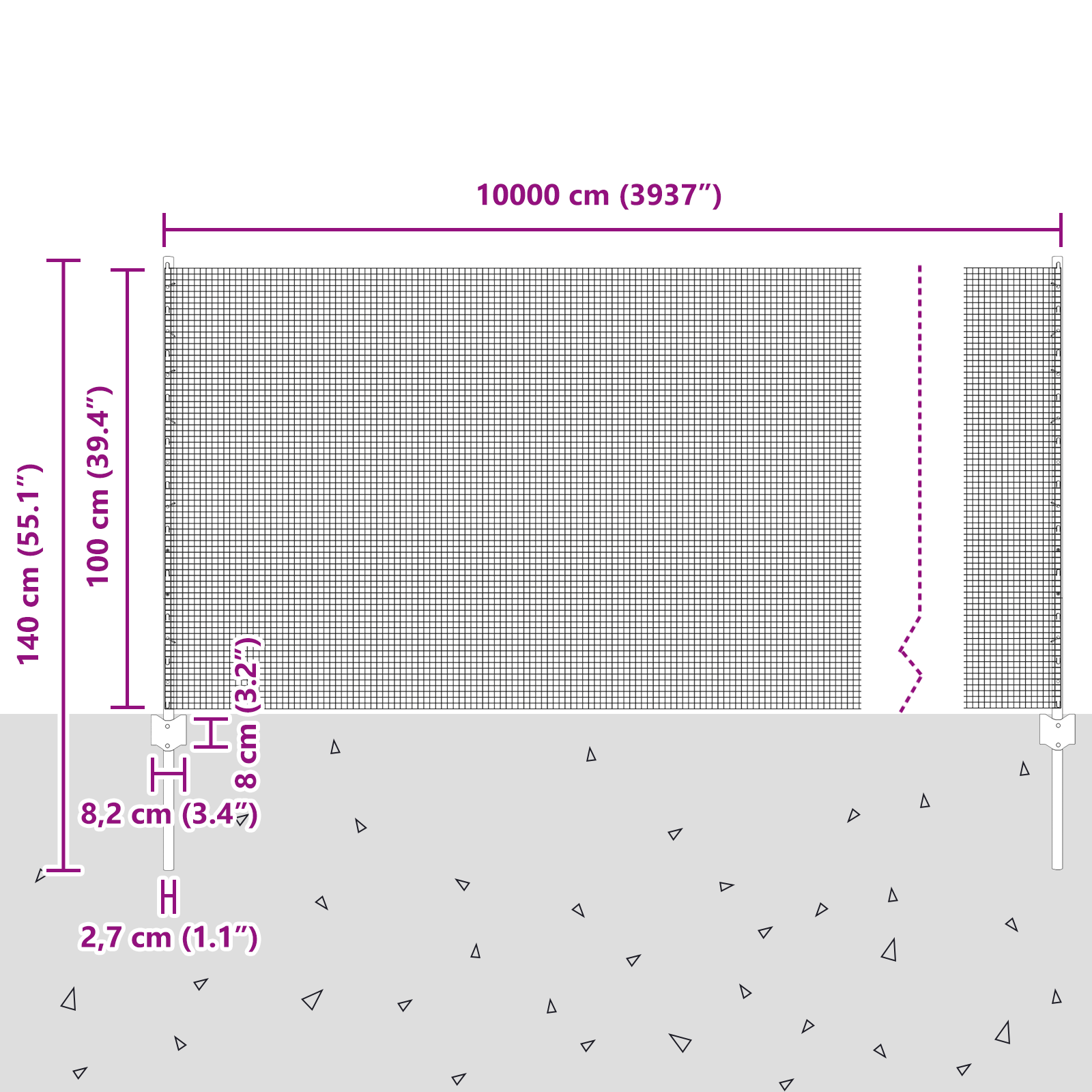 Recinzione in Rete Saldata con 44 Pali U Verde 1x100 m Acciaio