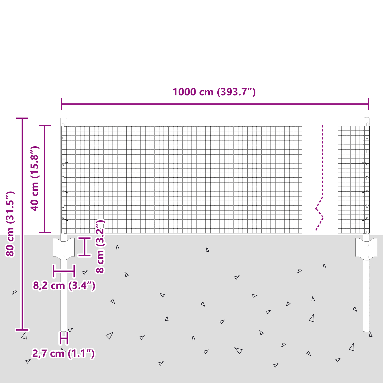 Recinzione in Filo Saldato con 5 Poste U Grigio 0.4x10 m Acciaio