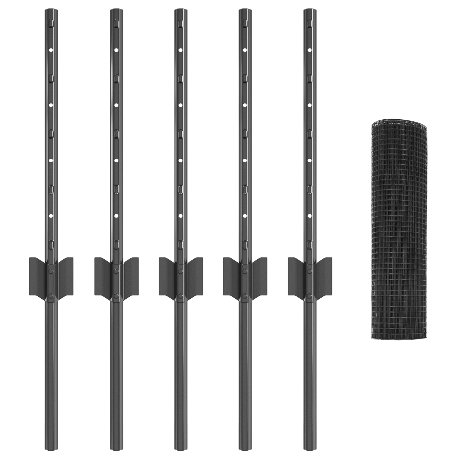 Recinzione in Filo Saldato con 5 U Post Grigi 0.4x10 m Acciaio