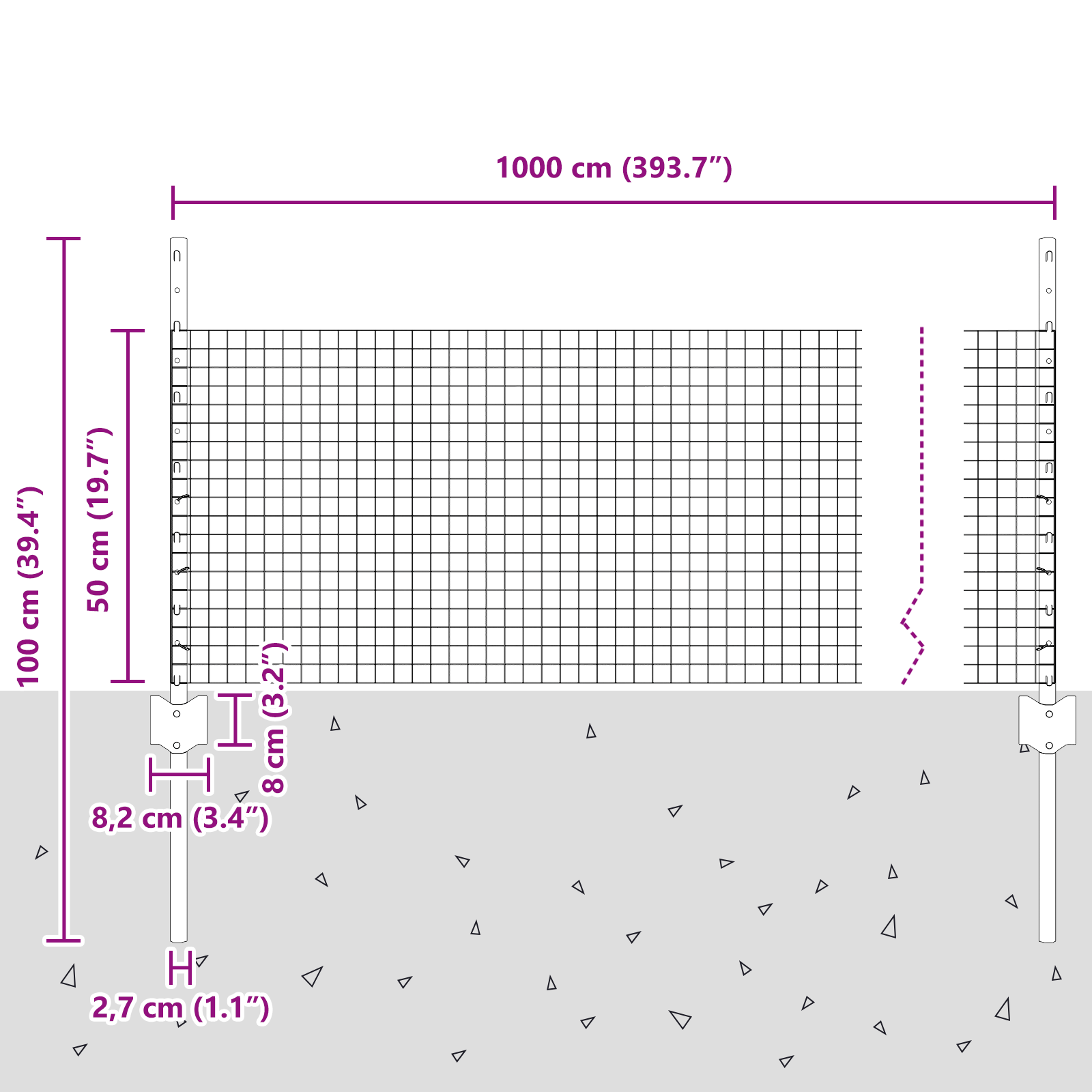 Set di Recinzione in Metallo Zincato Grigio Set di 2 10 x 0.5 m Durevole