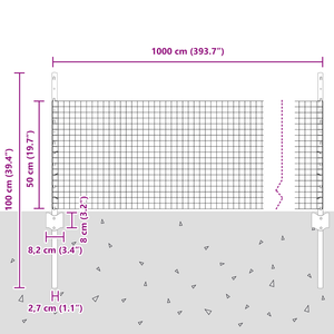 Set di Recinzione in Metallo Zincato Grigio Set di 2 10 x 0.5 m Durevole