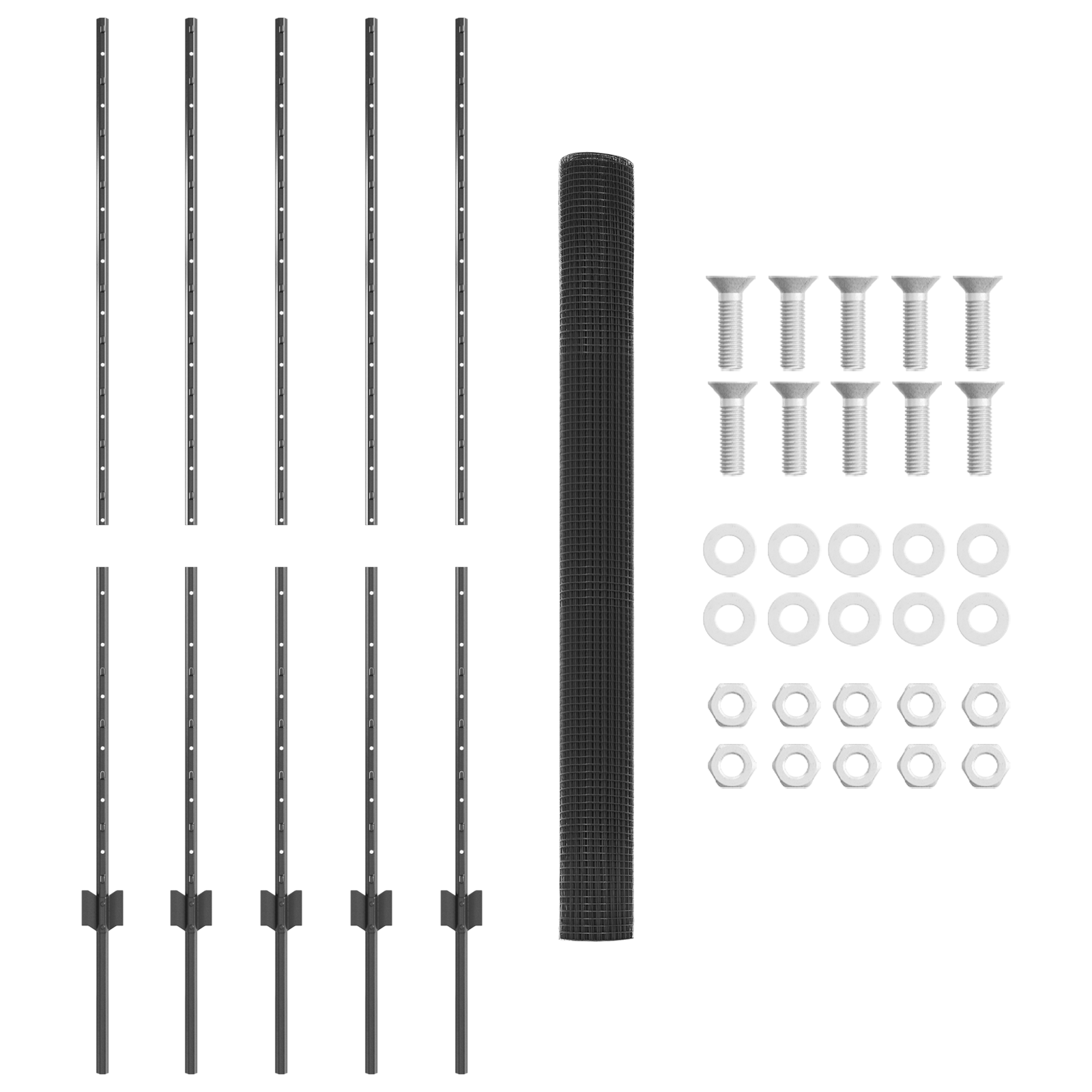 Recinzione in Filo Saldato con 10 Post Grigio 1,4x10 m Acciaio