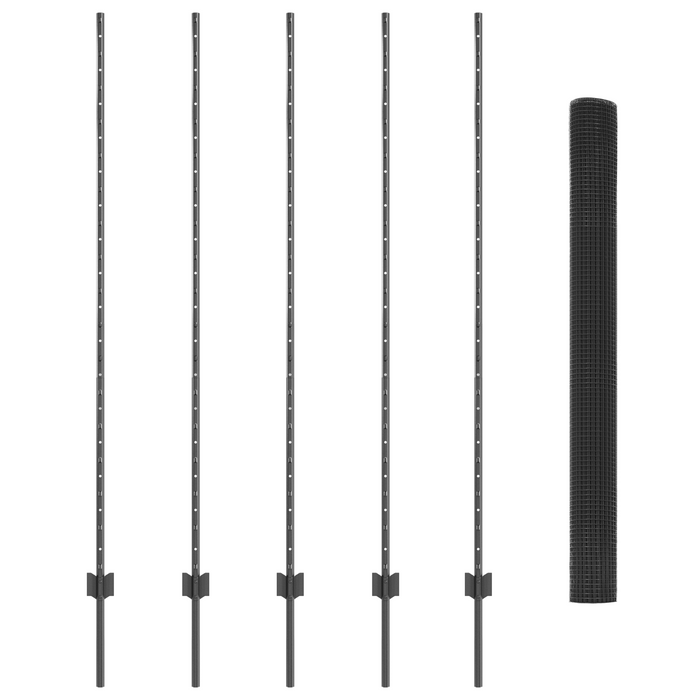 Recinzione in Filo Saldato con 10 U Post Grigi 1.6x10 m Acciaio