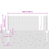 Recinto in rete saldata con 11 pali a U Grigio 0.4x25 m in acciaio