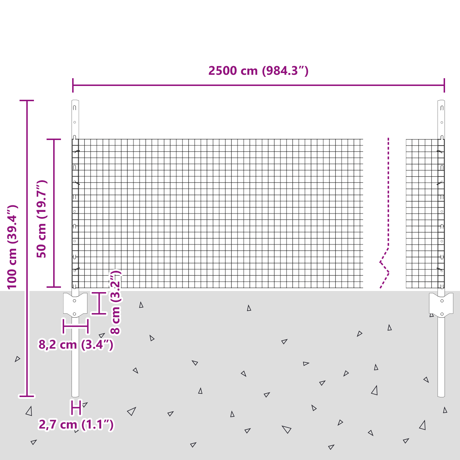 Set di Recinzione da Giardino Set di 2 Grigio Metallo Grande
