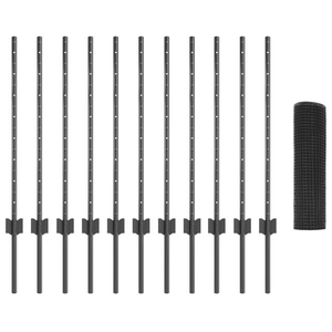 Recinzione in Rete Saldata con 11 Post U Grigio 0.8x25 m Acciaio
