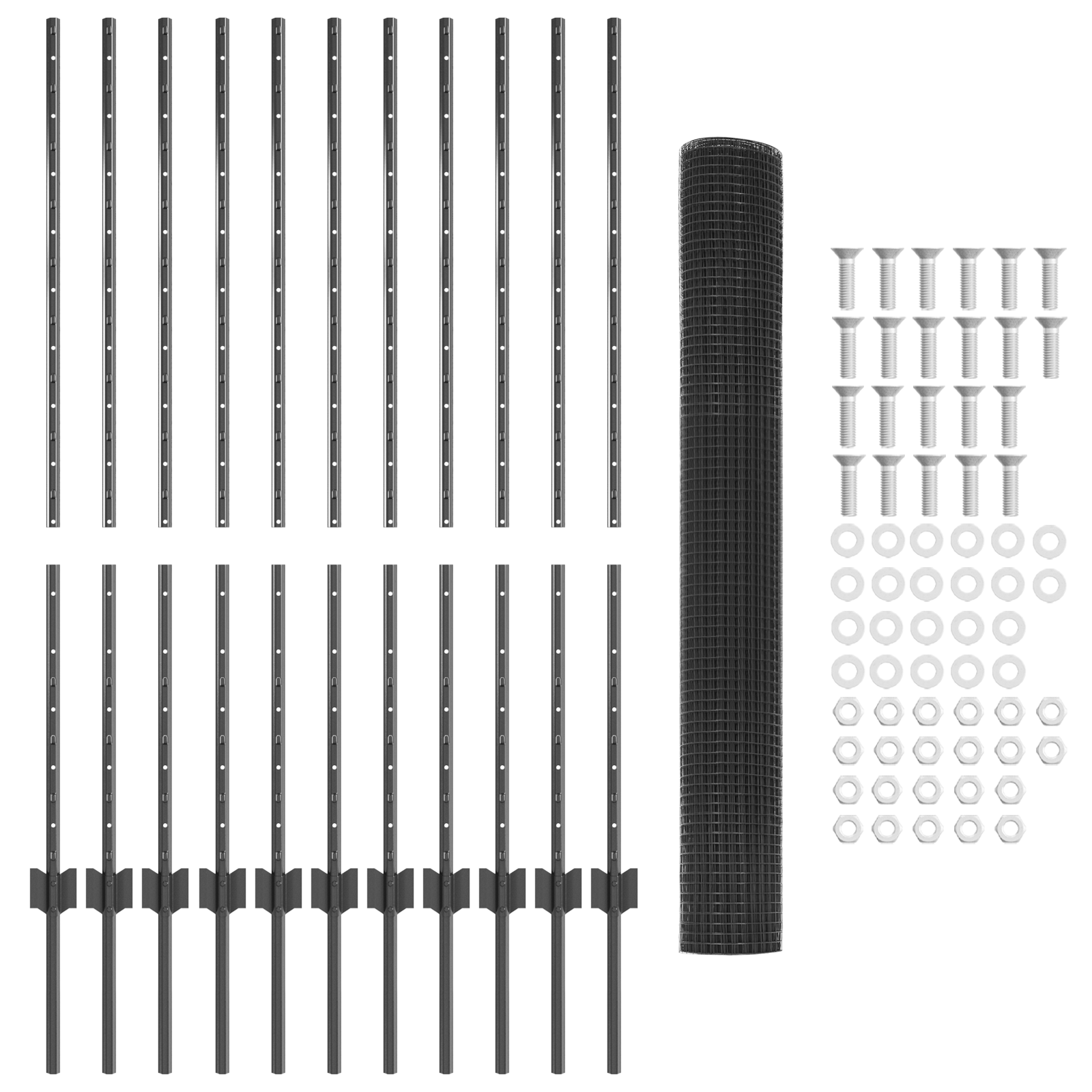 Recinzione in Rete Saldato con 22 Post Grigio 1.2x25 m Acciaio