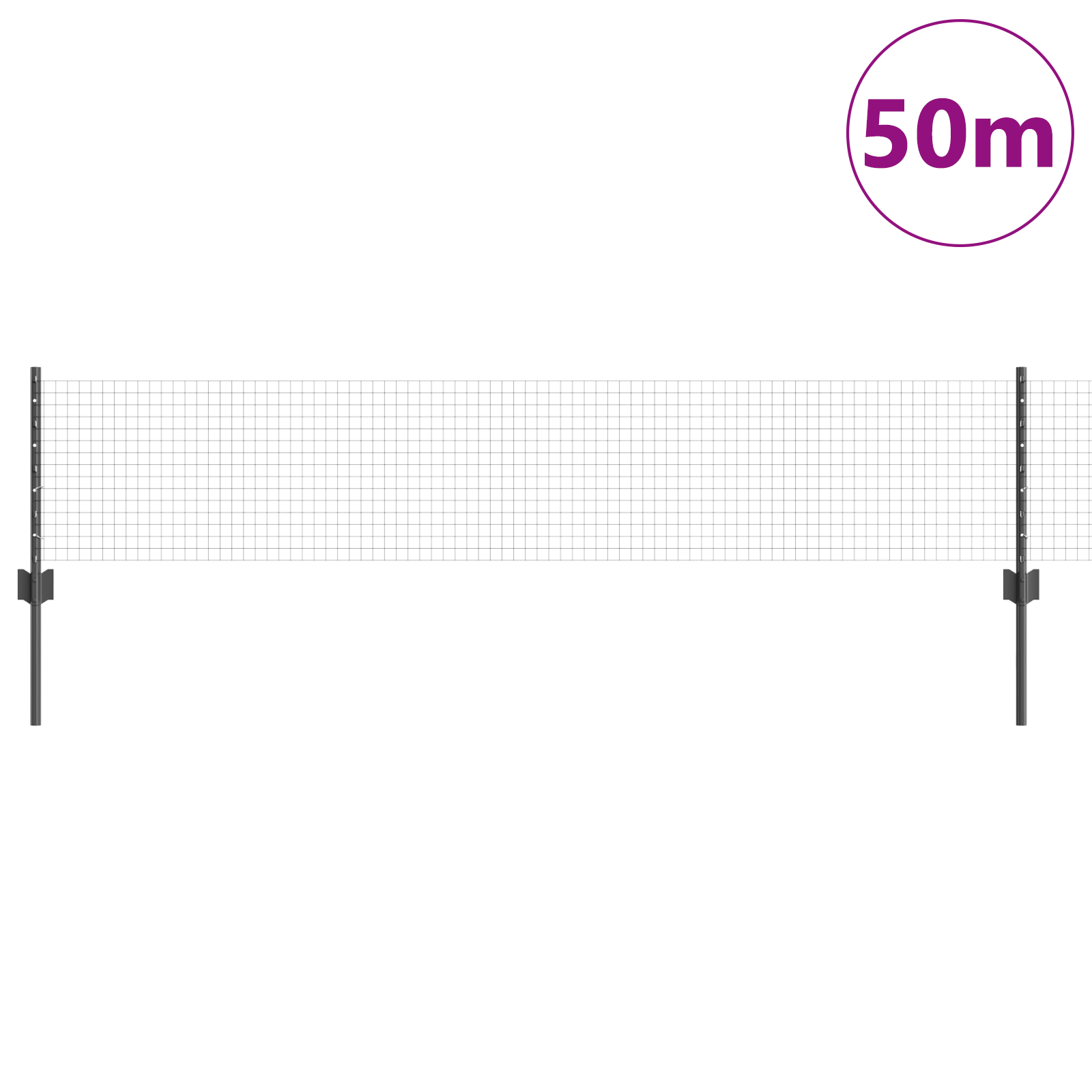 Recinzione in Rete Saldata con 22 Post Grigio 0.4x50 m Acciaio