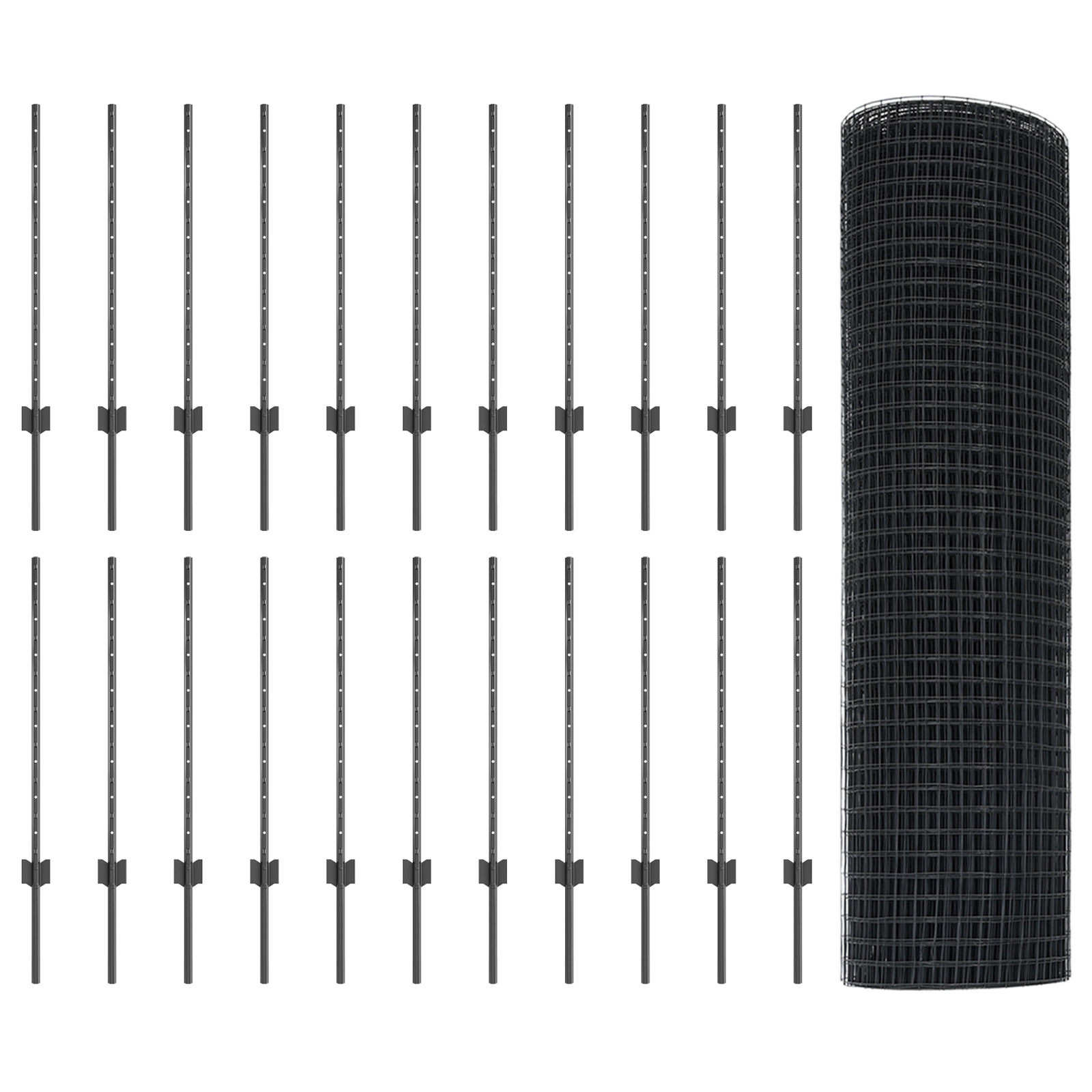 Recinzione in filo saldato con 22 pali U Grigio 0.8x50 m Acciaio