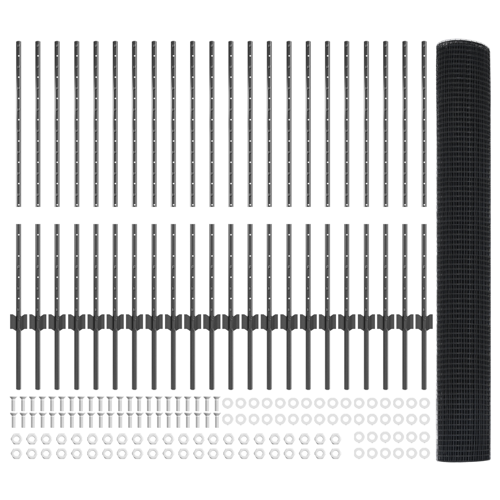 Recinzione in Filo Saldato con 44 Post U Grigio 1x50 m Acciaio
