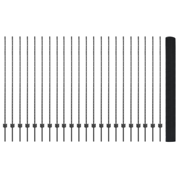 Recinzione in Filo Saldato con 44 Post U Grigi 1.5x50 m Acciaio