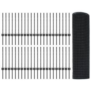 Recinzione in Filo Saldato con 44 Picchetti Grigi 0.6x100 m Acciaio