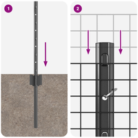 Recinzione in Rete Saldata con 44 Post Grigio 0.8x100 m Acciaio