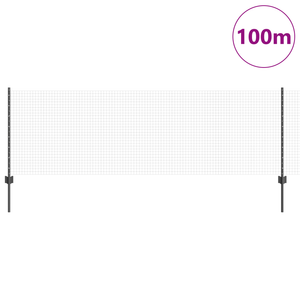 Recinzione in Rete Saldata con 44 Post Grigio 0.8x100 m Acciaio