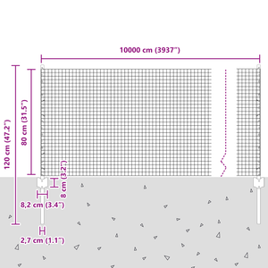 Recinzione in Rete Saldata con 44 Post Grigio 0.8x100 m Acciaio
