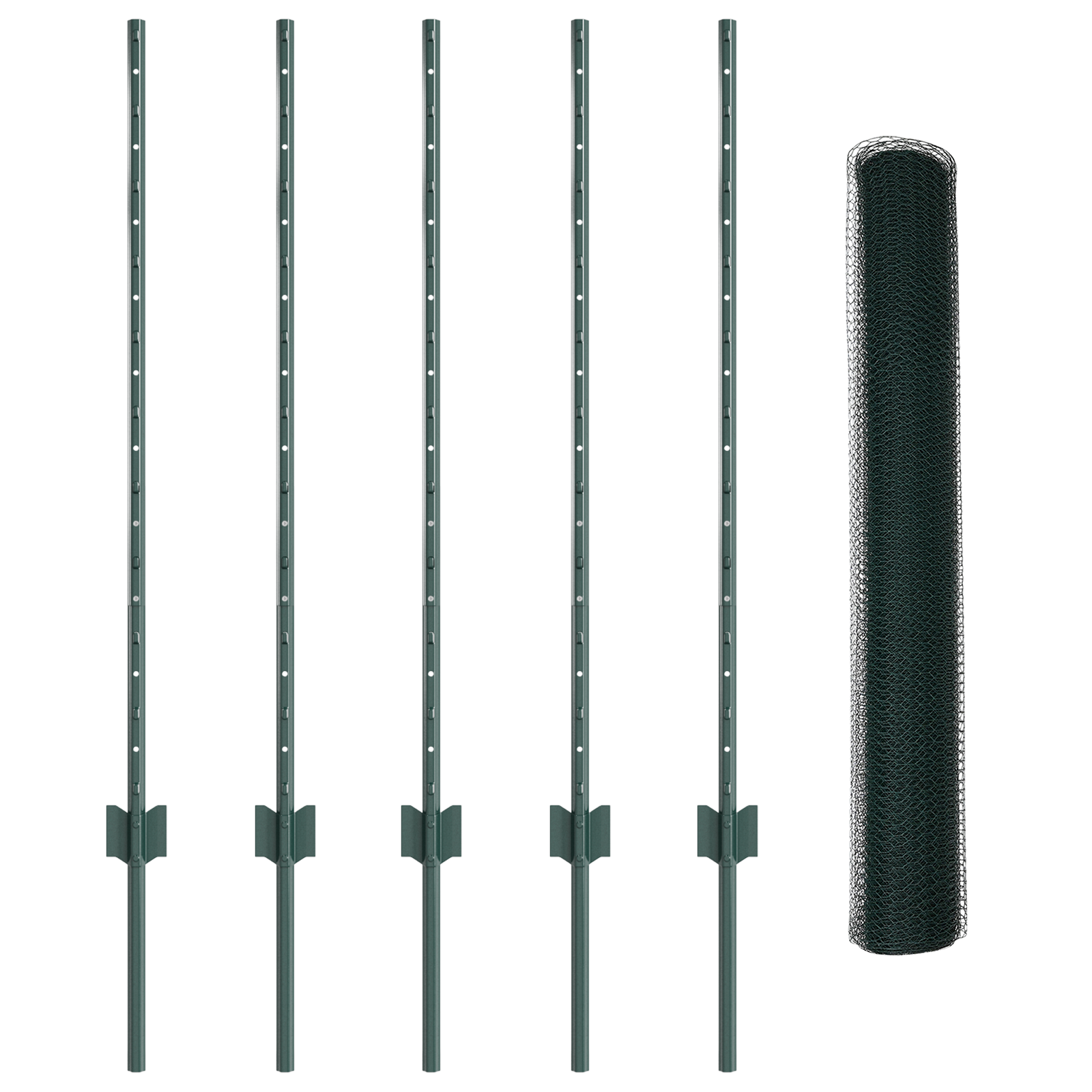 Pali Recinzione  5 pcs U-Channel Verde 100 cm Acciaio